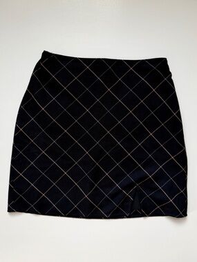 Abercrombie Black Plaid Checkered Lined Mini Skirt Side Slit Size XS (A&F)